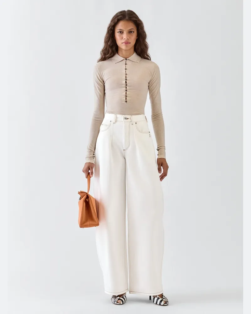 Jacquemus Die Ovalo De-Nîmes Hose Aus Denim - Weiß/Tabak Cremeweiß