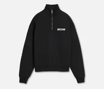 Das Gros Grain Sweatshirt Mit Reißverschluss Und Rollkragen - Schwarz