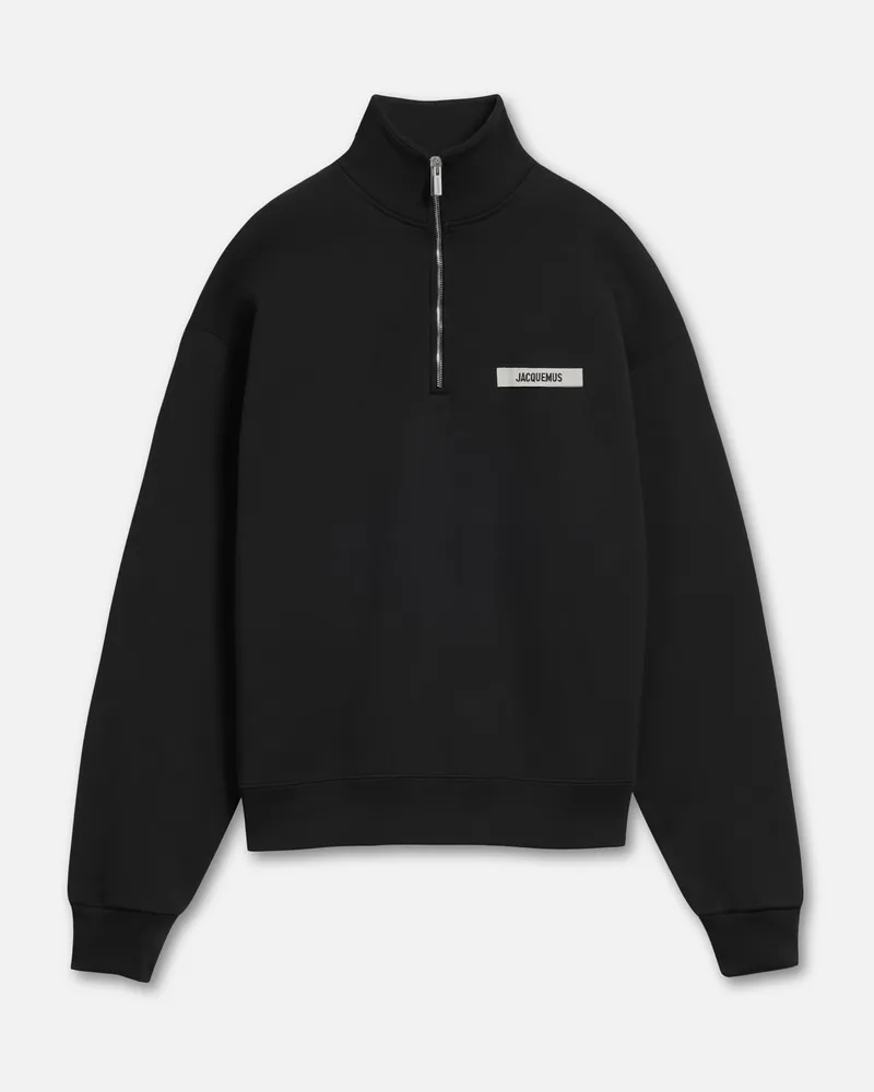 Jacquemus Das Gros Grain Sweatshirt Mit Reißverschluss Und Rollkragen - Schwarz Schwarz