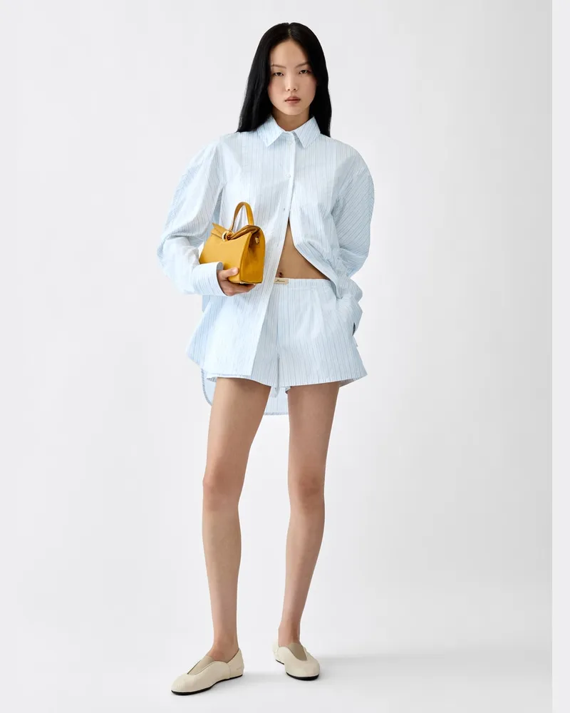 Jacquemus Die Amelo Shorts - Stripe Logo Light Blau / Weiß Stripe