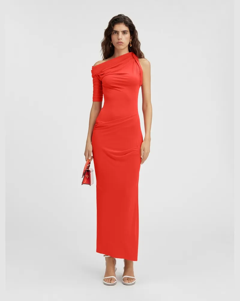 Jacquemus The Drapeado Dress - Orange Orange
