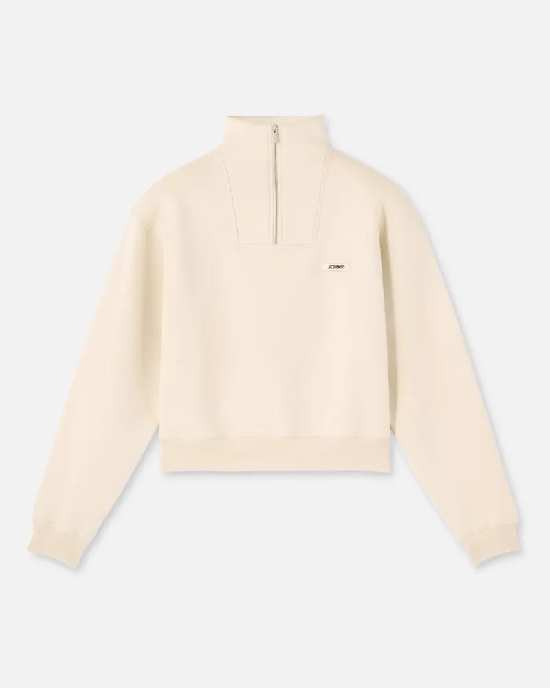 Jacquemus The Gros Grain Zipped-rollneck Sweatshirt - Light Beige Light