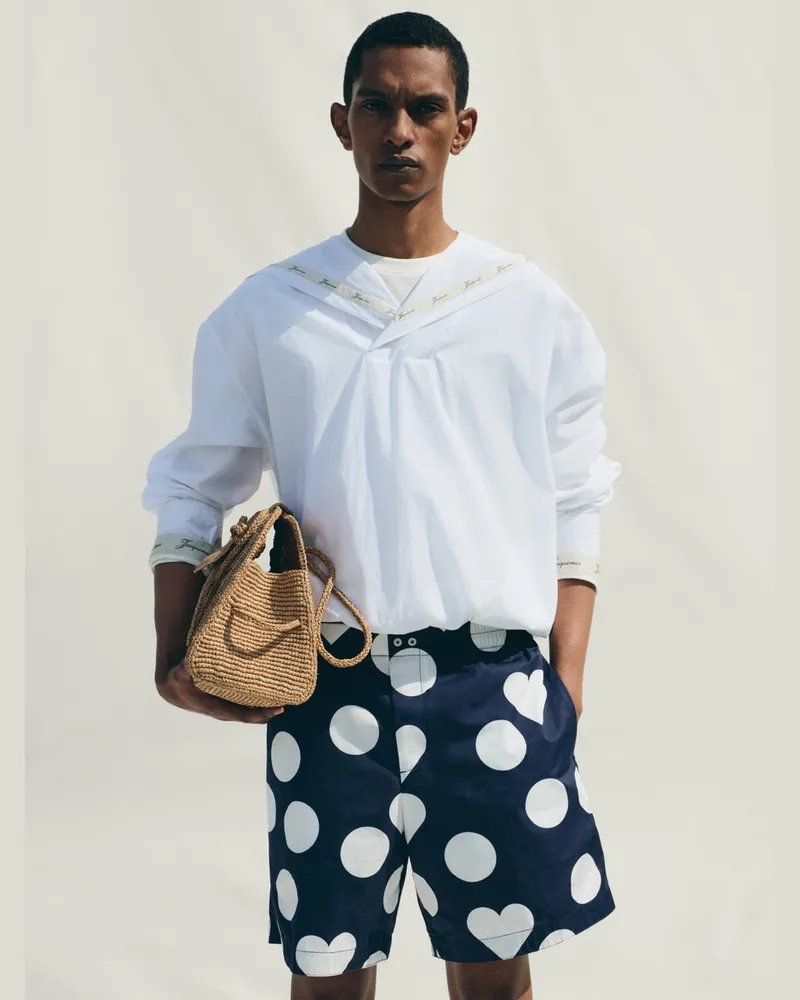 Jacquemus Die Caleçon Shorts - Prints Dots Marineblau Heart Prints