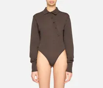 The Tordu Merino Bodysuit - Dark Brown