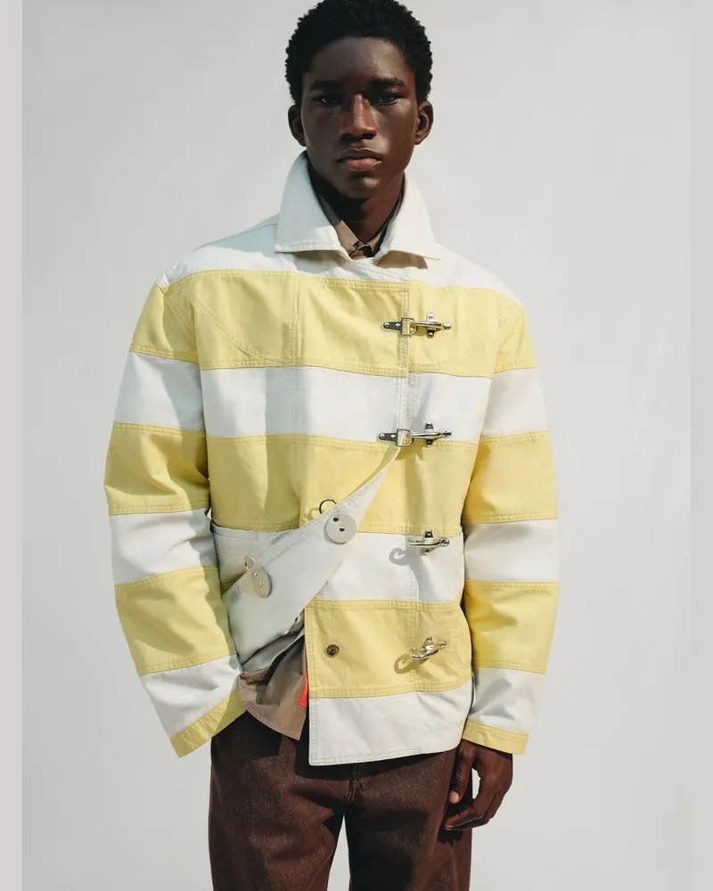 Jacquemus Die De-Nîmes Bombero Jacke - Stripes Weiß / Gelb Stripes