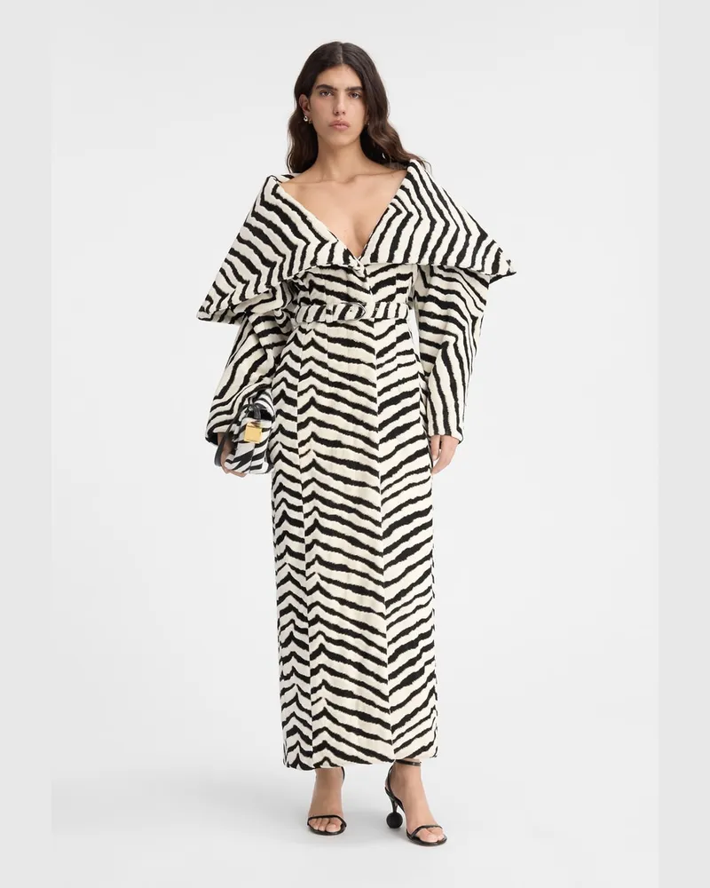 Jacquemus The Caruso Coat - Jacquard Zebra Velvelt Black Jacquard