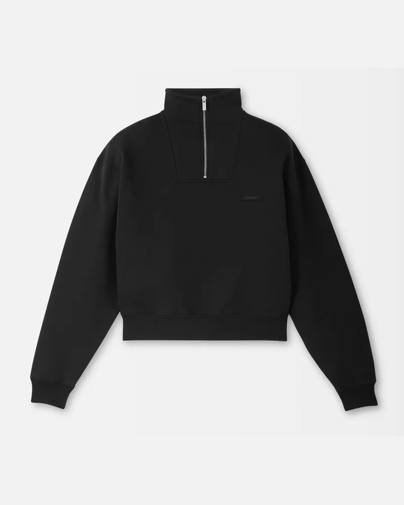 Jacquemus Das Gros Grain Sweatshirt Mit Reißverschluss Und Rollkragen - Schwarz Schwarz