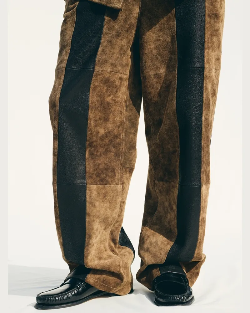 Jacquemus Die Tintore Lederhose - Stripes Braun / Schwarz Stripes