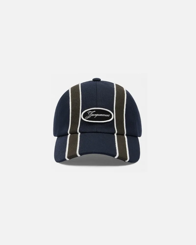 Jacquemus The Aero Baseball Cap - Blue/Dark Grey Stripes Blue