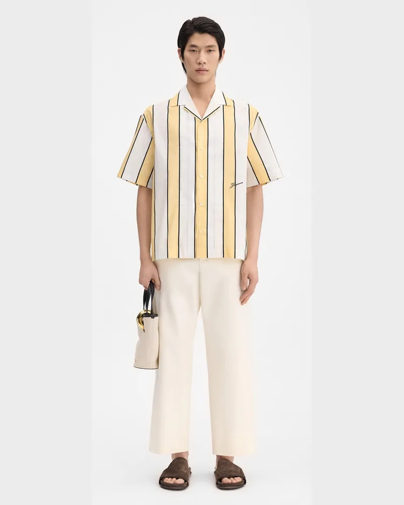 Jacquemus The Jean Shirt - Print Stripes White/Yellow/Black Print