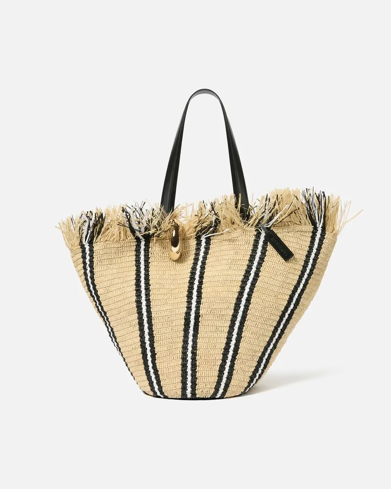 Jacquemus Le Bambola - Natural / Schwarz / Weiß Stripes Natural