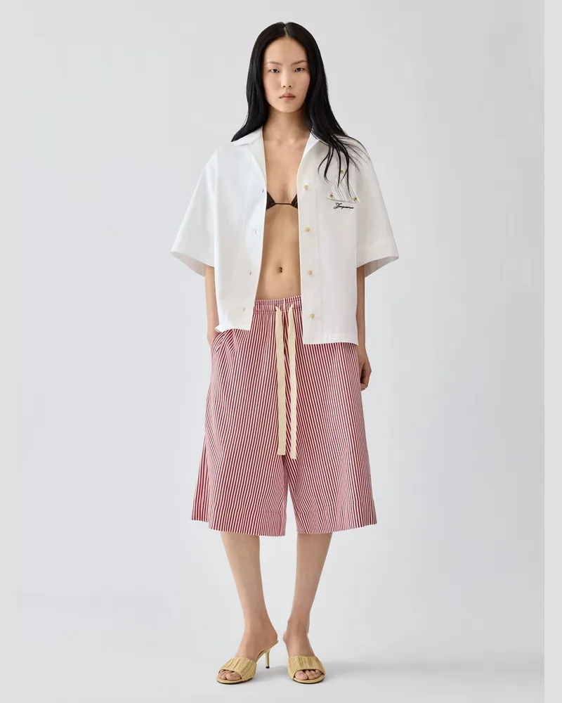 Jacquemus The Summer Shorts - Print Mini Stripes Red Print