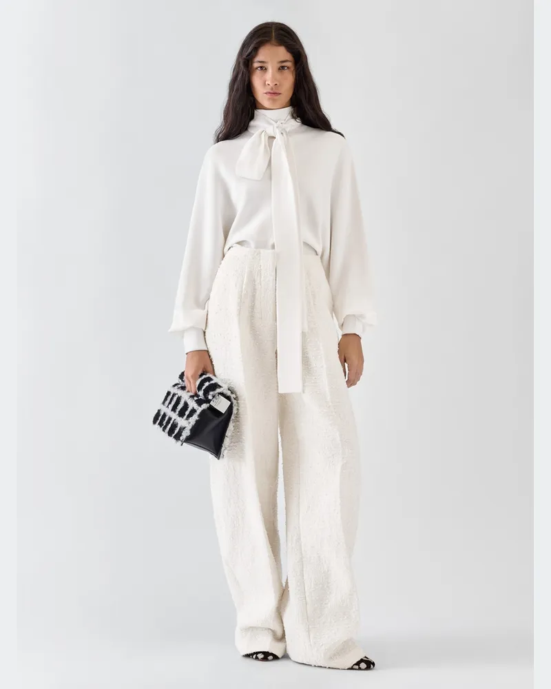 Jacquemus Die Curvo Hose - Bicolor Tweed Weiß/Weiß Bicolor