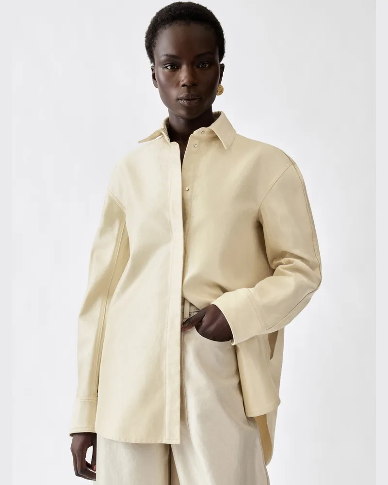 Jacquemus Das De-Nîmes Citta Jeanshemd - Weiß/Silber Cremeweiß