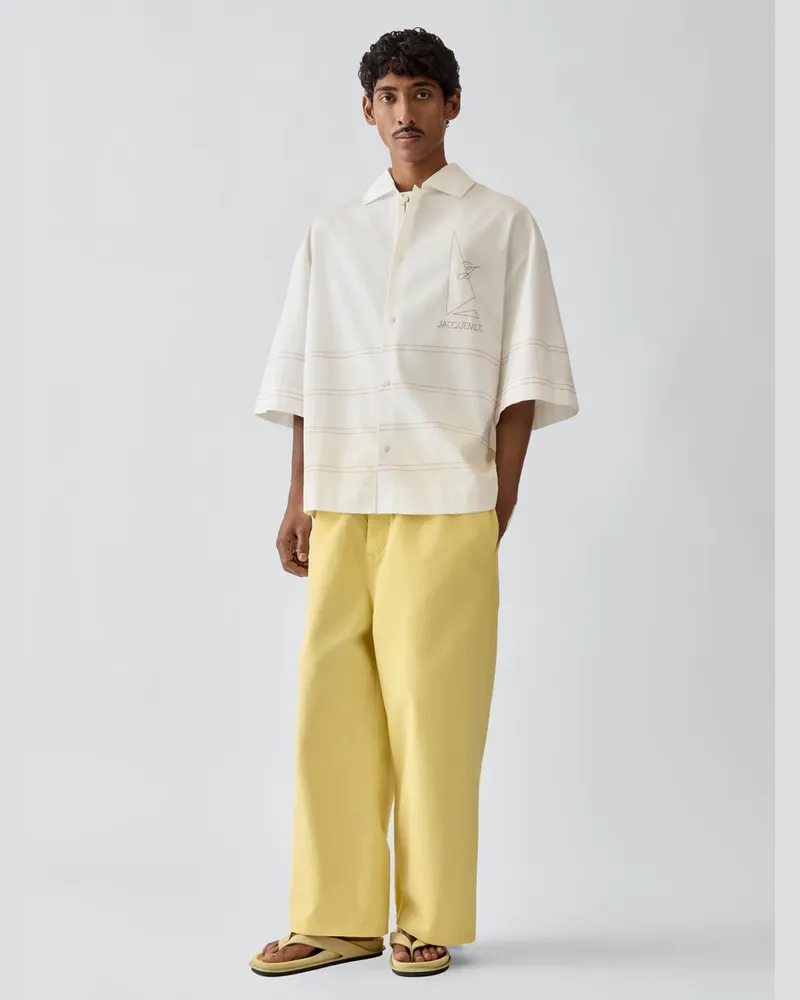 Jacquemus Das Gardian Summer Hemd - WHITE AND RED STRIPES EMB White