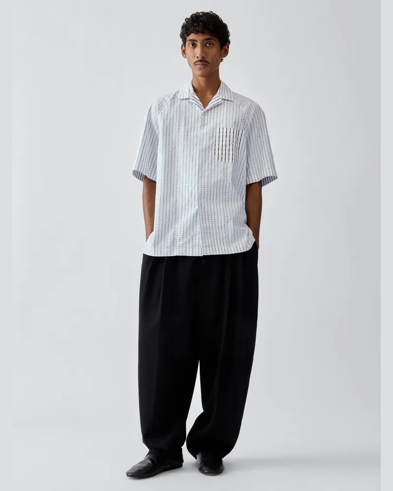 Jacquemus The Romarin Short-sleeve Shirt - Jacquard Logo Tight Stripes Jacquard