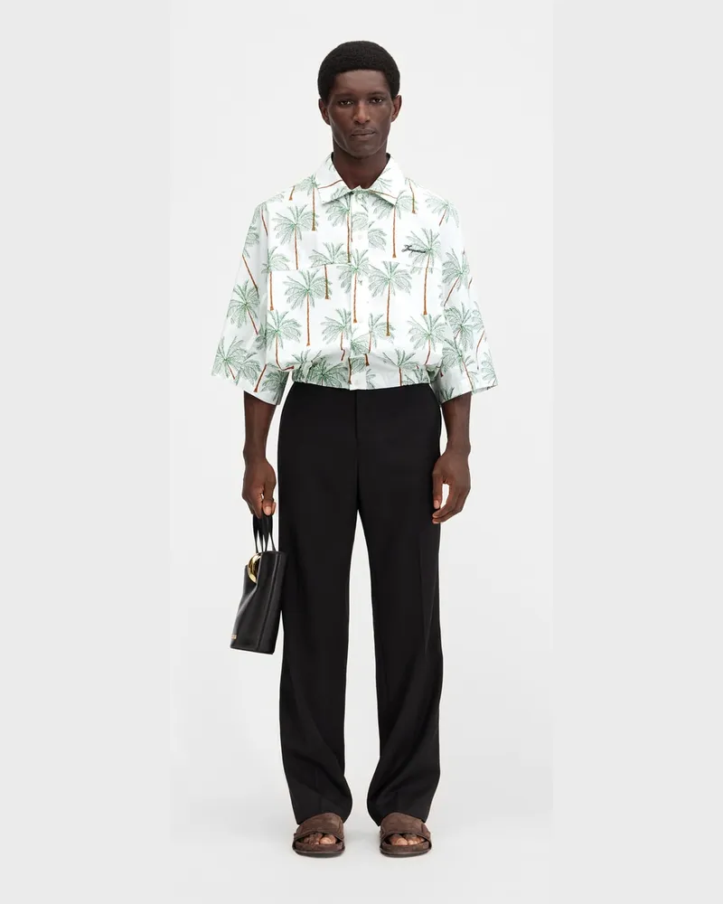 Jacquemus The Canevas Short-sleeve Shirt - Print Palmtrees Drawing White Print