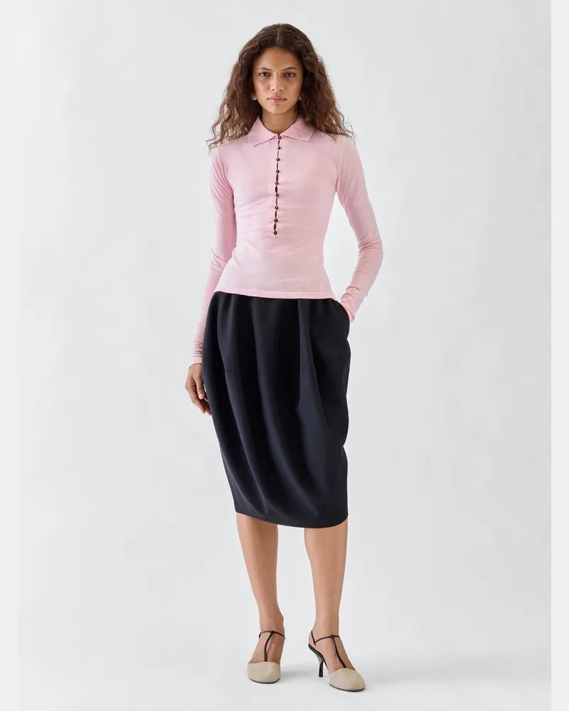 Jacquemus Das Merino Langarm-Polohemd - Rosa Hellrosa