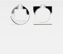 The Rond Carré Hoops Earrings - Silver / Transparent