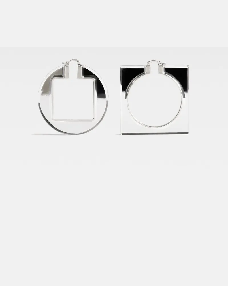 Jacquemus The Rond Carré Hoops Earrings - Silver / Transparent Silver