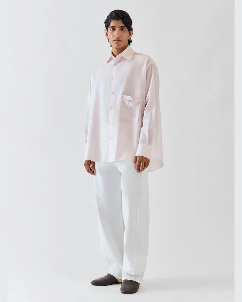 Jacquemus Das Nappe Hemd - Stripe Rosa / Weiß Stripe
