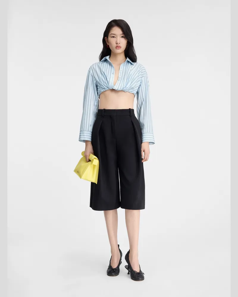 Jacquemus The Bahia Cropped Shirt - Pint Blue Stripe Pint