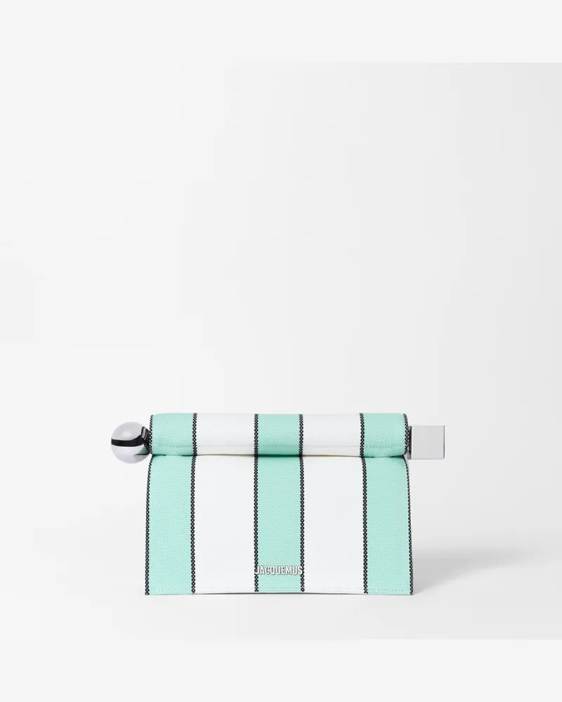 Jacquemus The Rond Carré Clutch - Print Stripes White / Mint Print