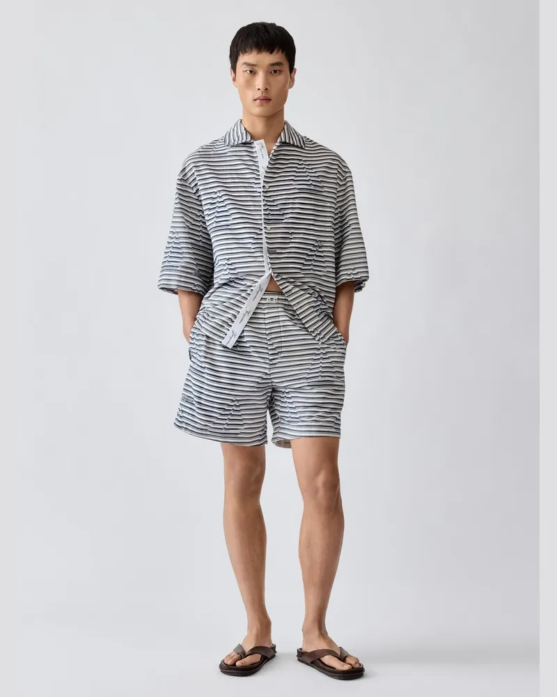 Jacquemus Le Short Caleçon - Jacquard Boat Marineblau / Weiß Jacquard
