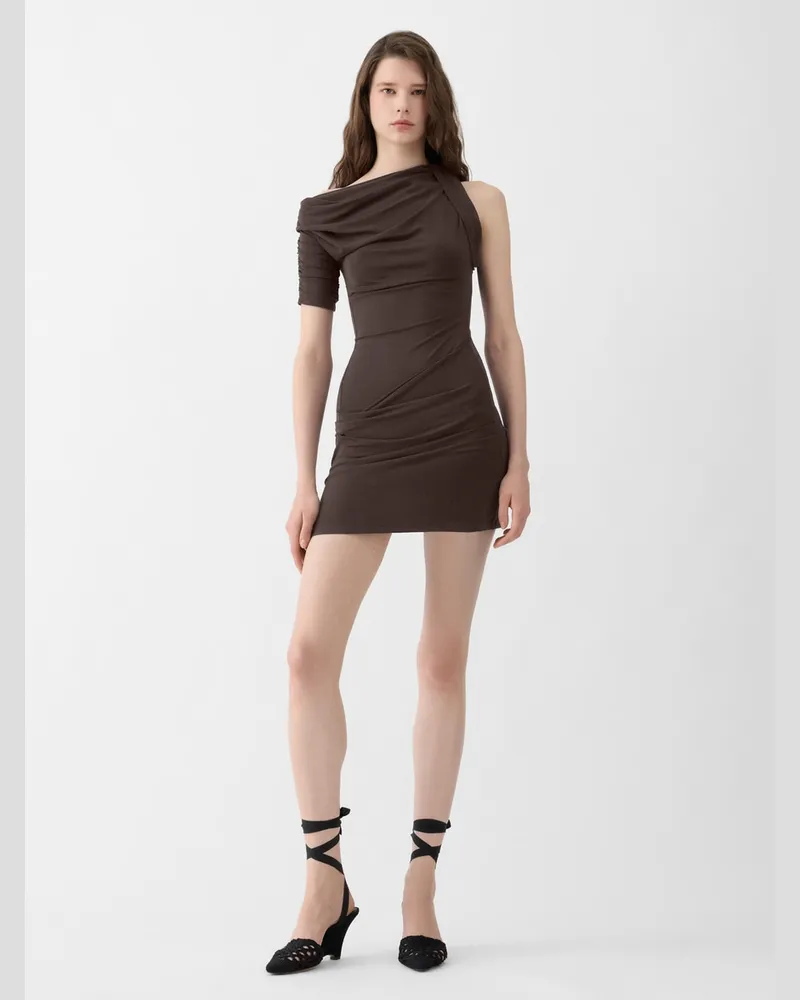 Jacquemus The Drapeado Mini Dress - Dark Brown Dark