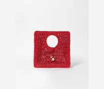 Die Kleine Quadratische Spiaggia Tasche - Rot/Gold