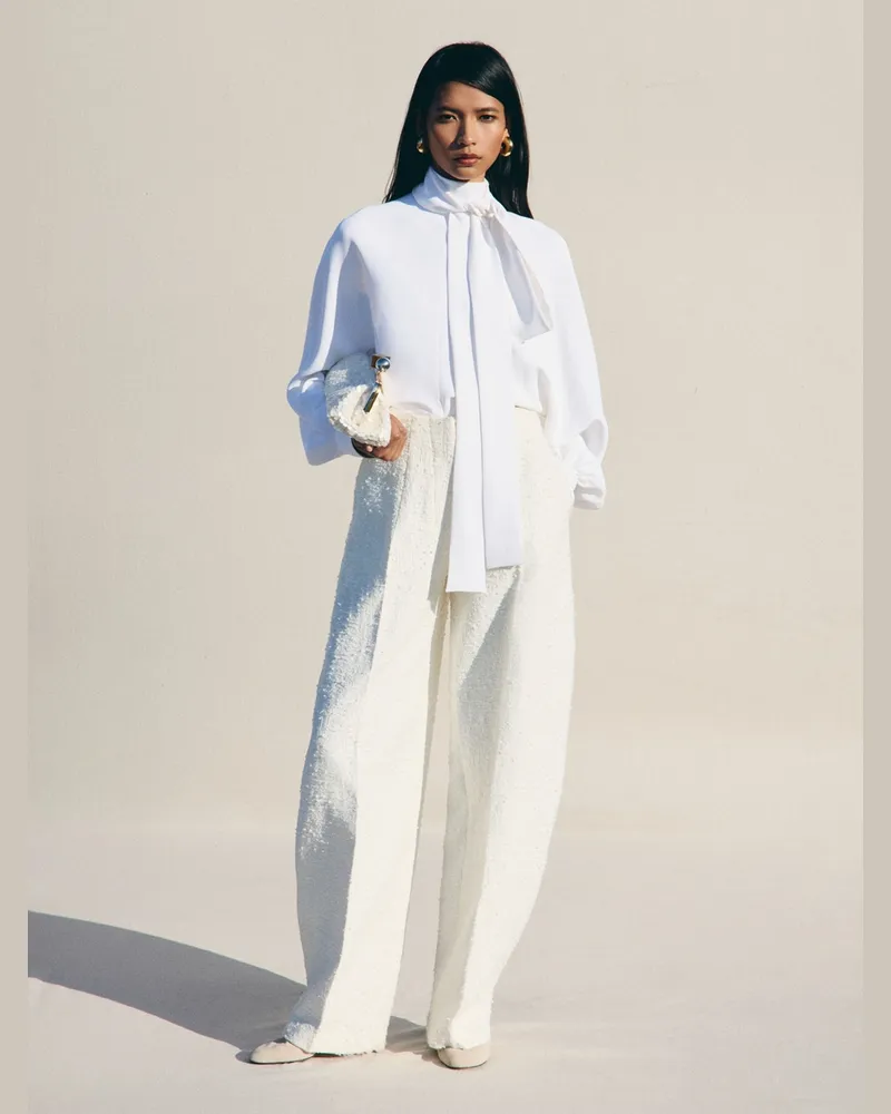 Jacquemus Die Curvo Hose - Bicolor Tweed Weiß/Weiß Bicolor