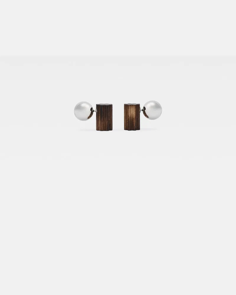 Jacquemus The Perlina Earrings - Silver / Brown Silver