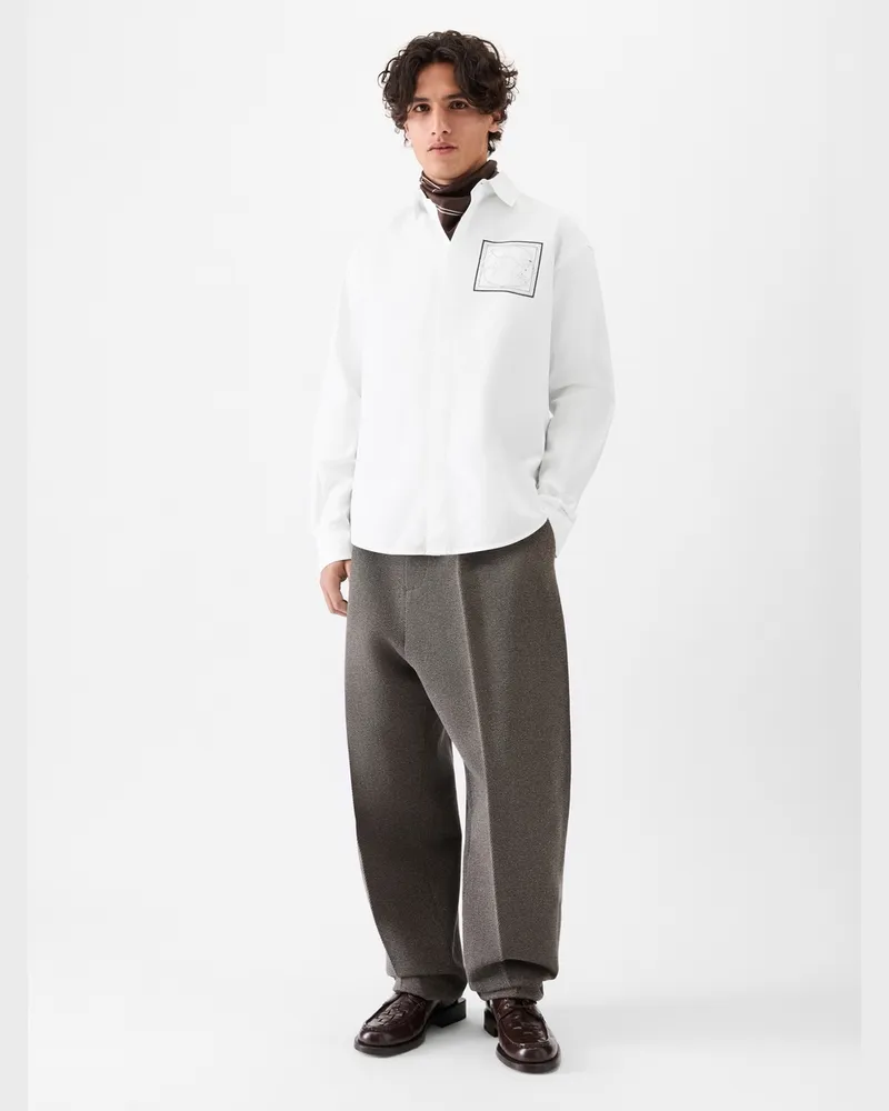 Jacquemus The Simon Long-sleeve Shirt - Patch Dog White/Black Patch