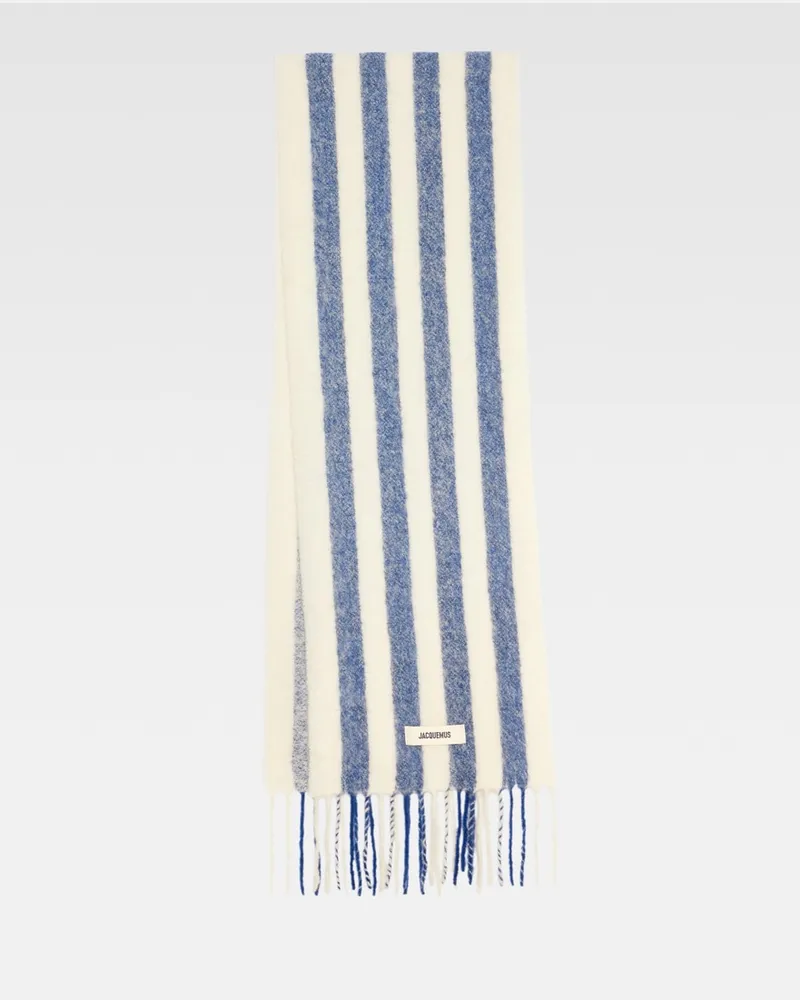 Jacquemus Der Carro Schal - Weiß & Blau Stripes Druck