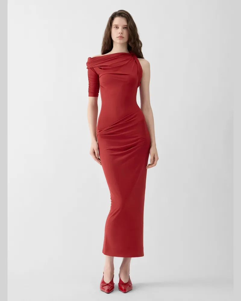 Jacquemus The Drapeado Dress - Dark Red Dark