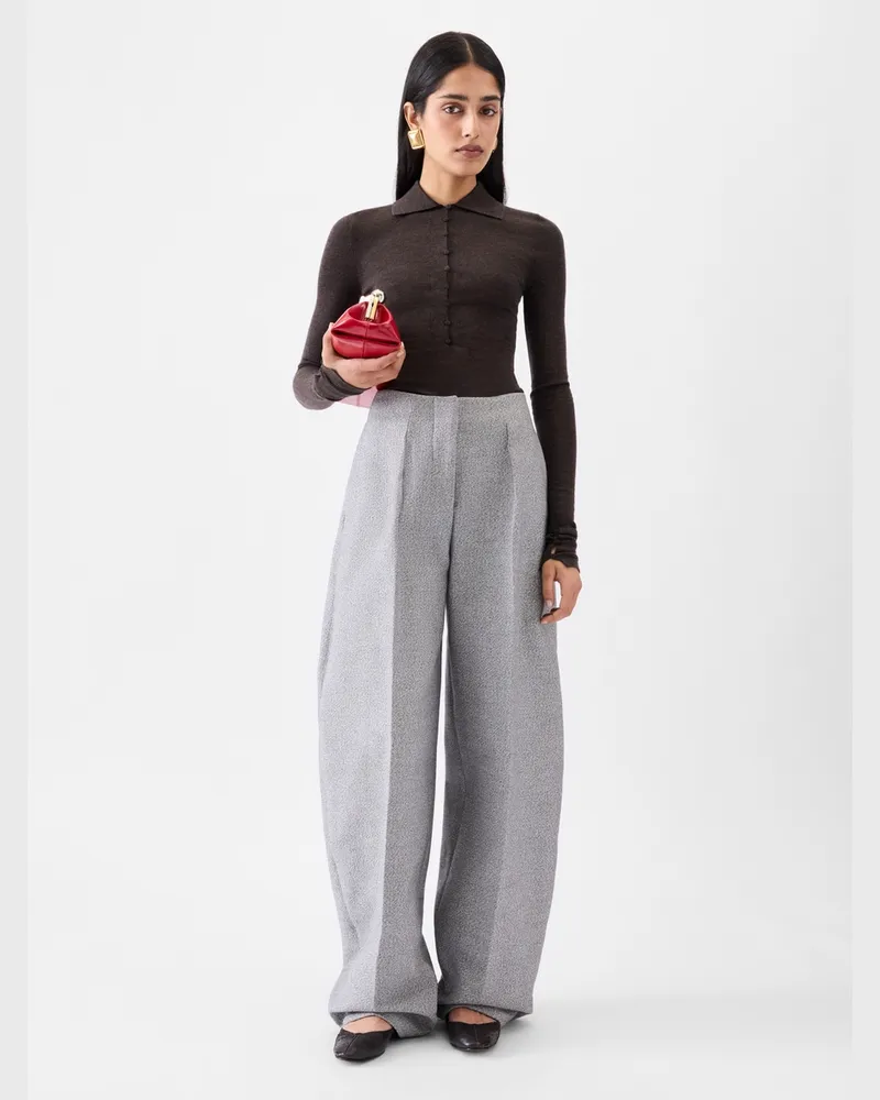 Jacquemus The Merino Long-sleeve Polo Shirt - Dark Brown Dark