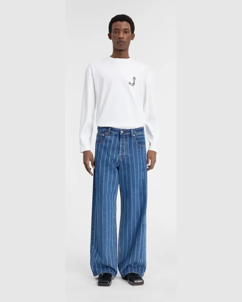 Jacquemus The Wide De-nîmes Denim Pants - Print Blue Stripes Print