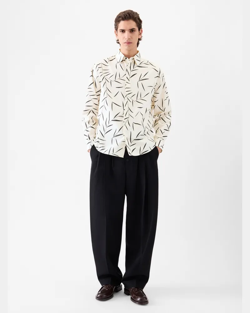 Jacquemus The Simon Long-sleeve Shirt - Print Foliage Off-White/Black Print
