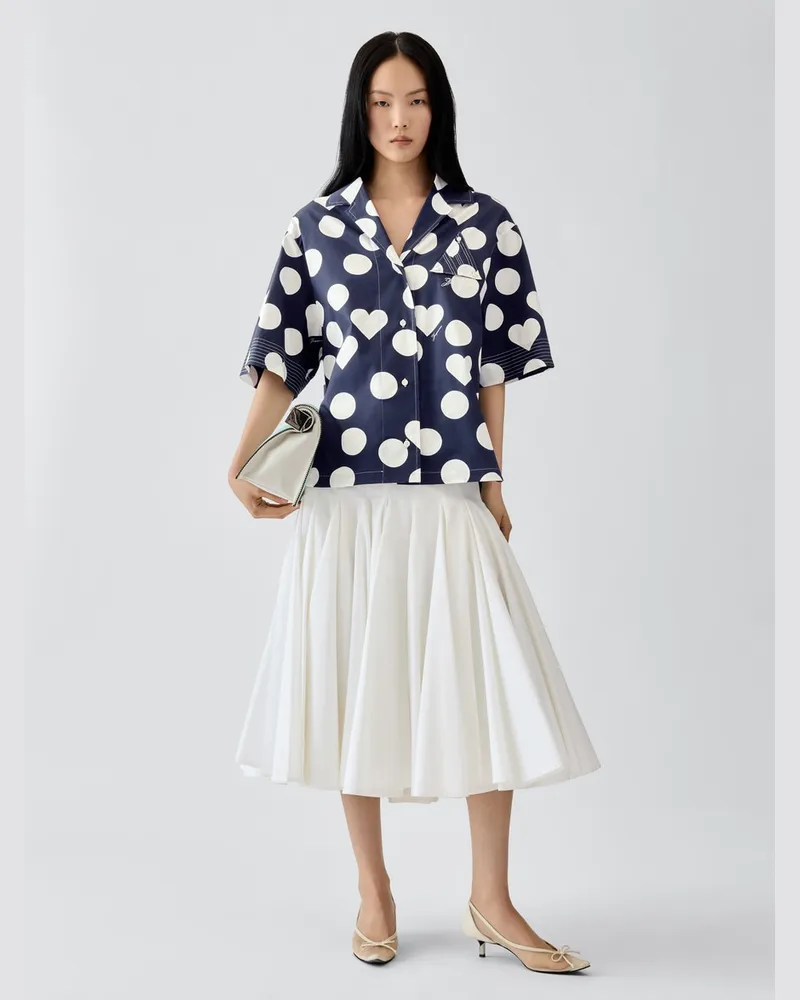 Jacquemus Das Marin Hemd - Prints Dots Marineblau Heart Prints