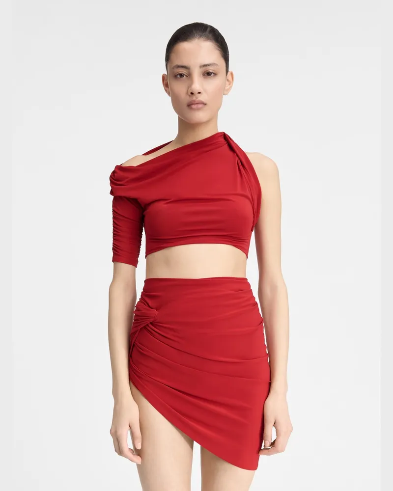 Jacquemus The Drapeado Top Dark Red