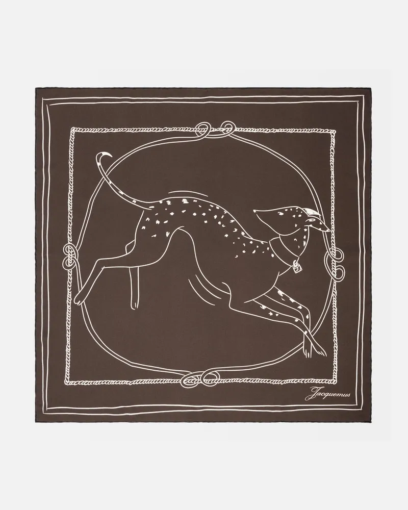 Jacquemus The Dalmatien Scarf - Print Dog Dark Brown Print