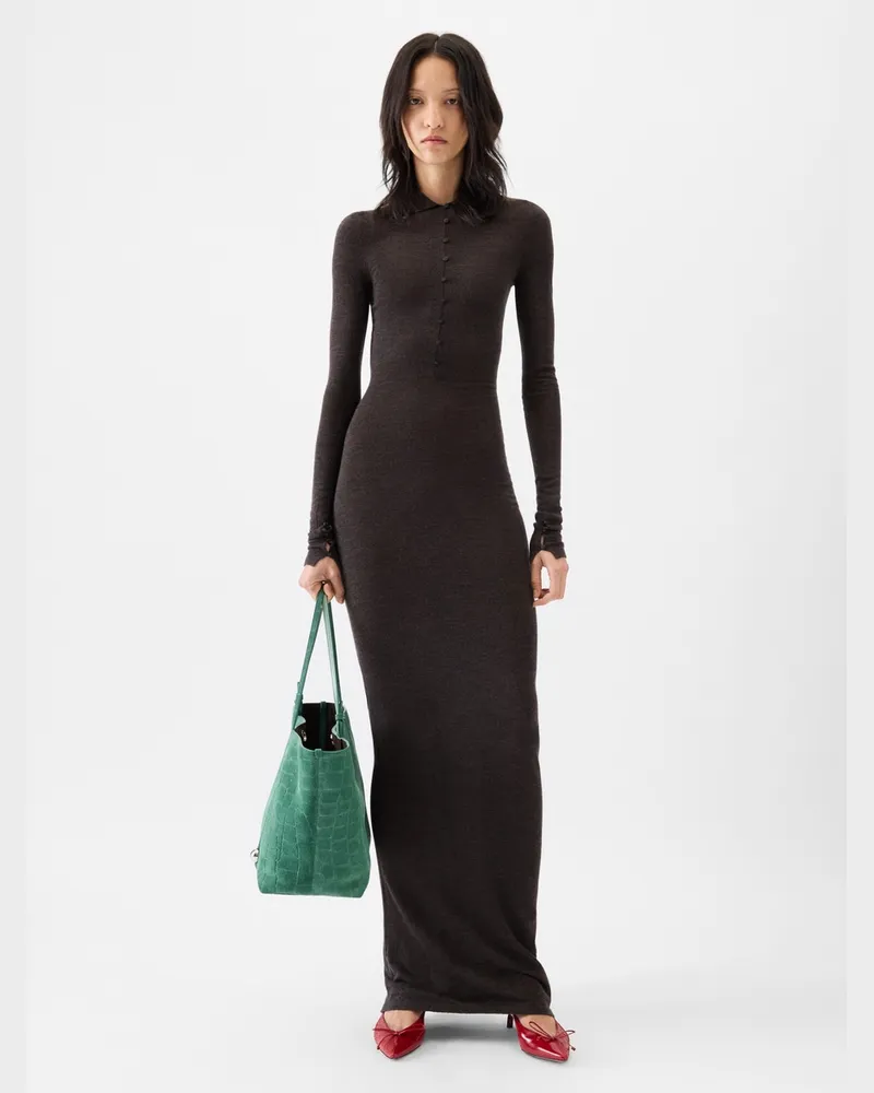 Jacquemus The Merino Polo Dress - Dark Brown Dark
