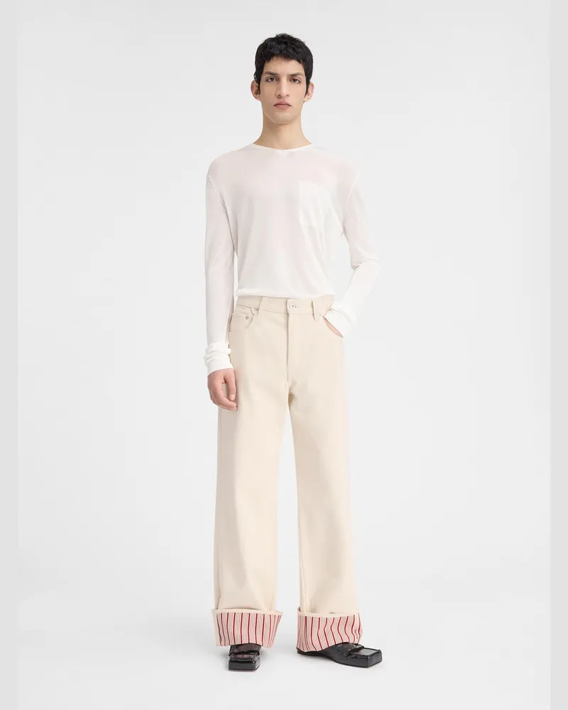 Jacquemus The Wide De-nîmes Denim Pants - Off-White / Red Stripes Off-white