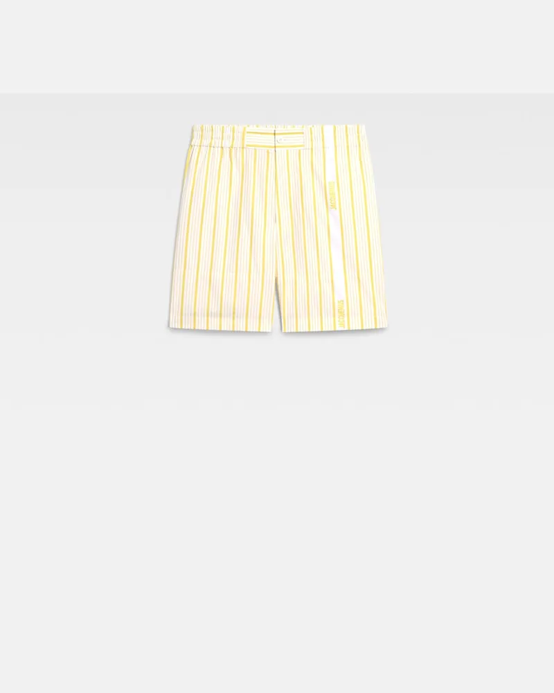 Jacquemus The Aloe Shorts - Jacquard Business Big Logo Stripes Yellow/White Jacquard