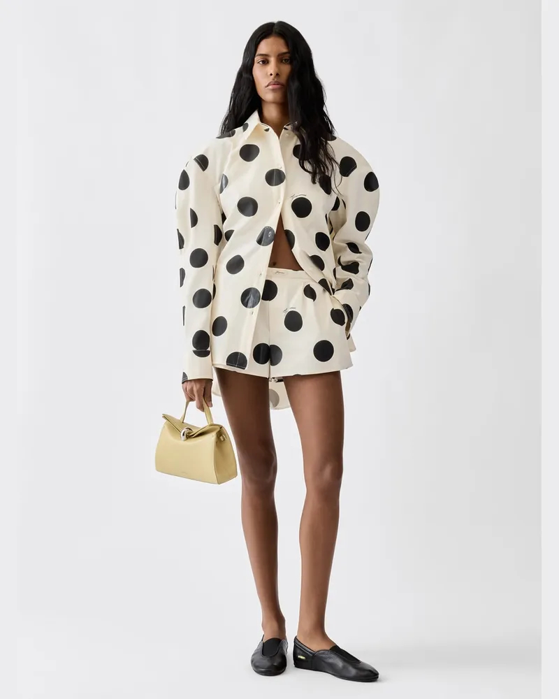 Jacquemus Die Amelo Shorts - Print Dots Logo Off-white Print