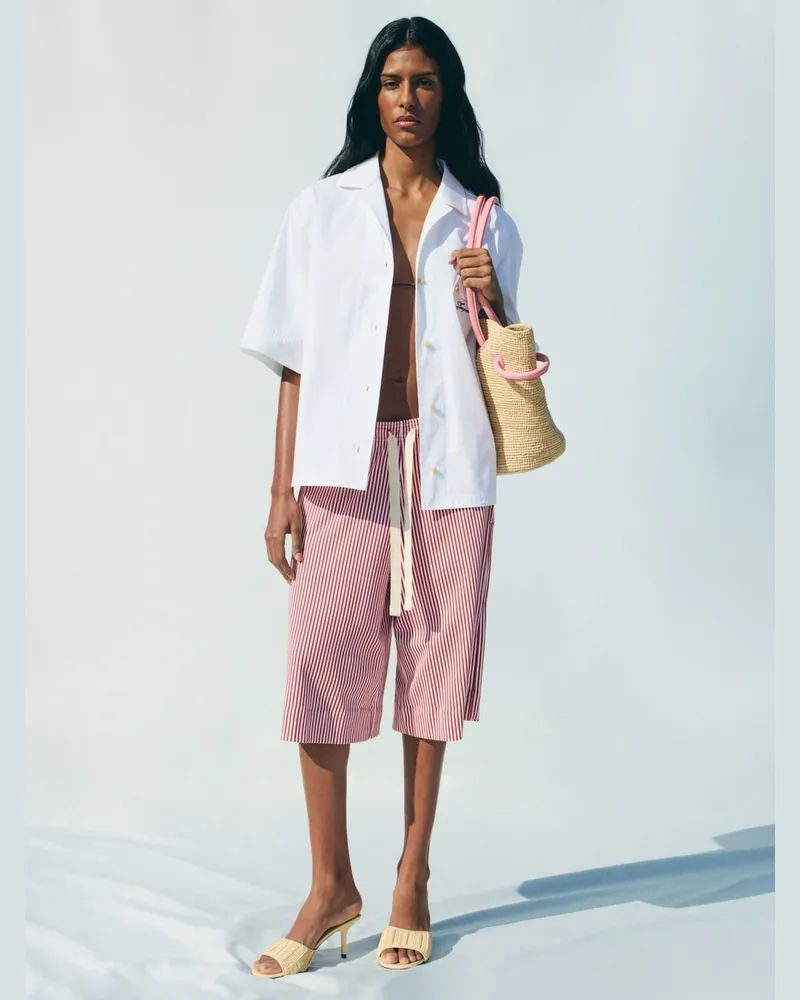 Jacquemus Die Sommershorts - Print Mini Stripes Rot Print