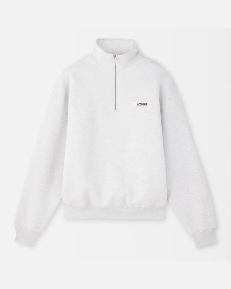 Jacquemus Das Gros Grain Sweatshirt Mit Reißverschluss Und Rollkragen - Grau Grau