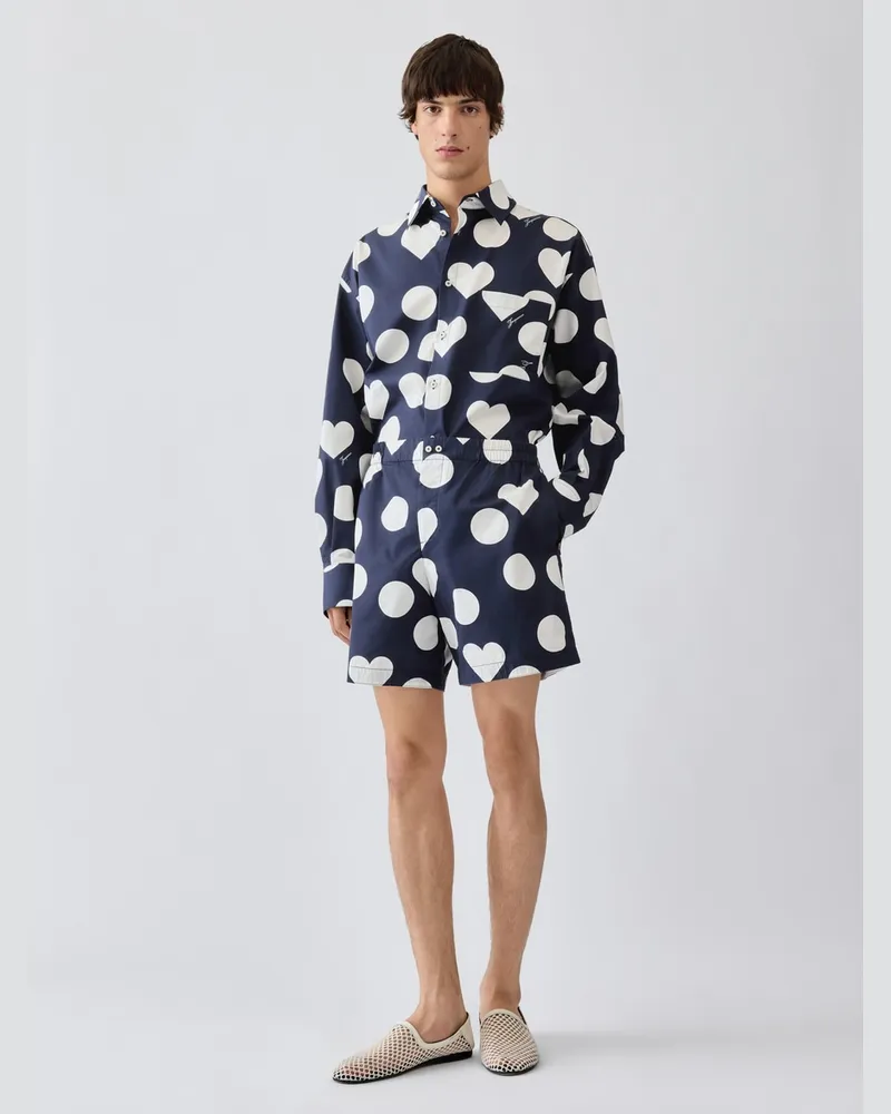 Jacquemus The Caleçon Shorts - Prints Dots Navy Heart Prints