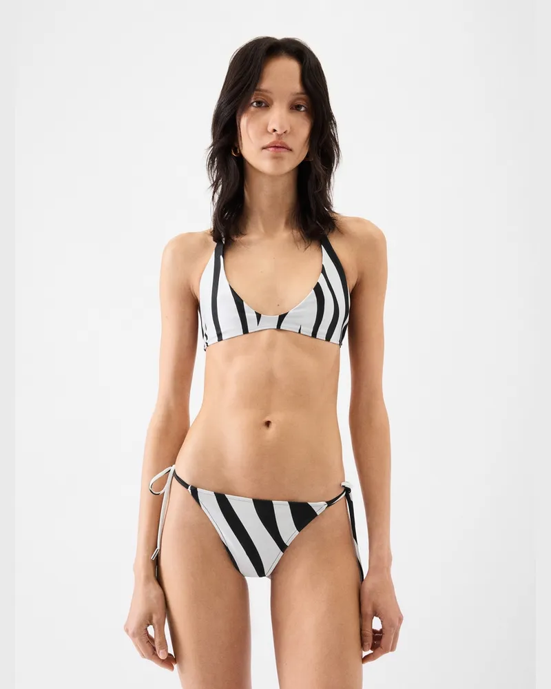 Jacquemus The Isola Bikini Top - Print Zebra Arty White Black Print