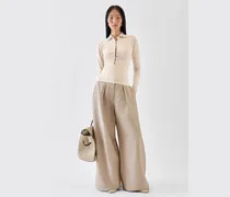 Das Merino Langarm-Polohemd - Beige